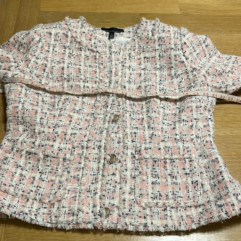 $200 WHBM  Shimmery Womens Pink Tweed Jacket size 14 NEW - Picture 8 of 15